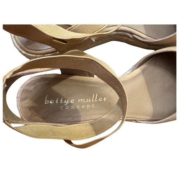 Bettye Muller Concepts Women's Reba Espadrille Wedge Beige Leather Size 9 - Picture 8 of 10